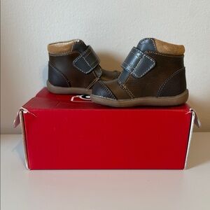 NWT See Kai Run Sawyer II High Top Leather Boot Toddler 4 Brown Baby Unisex